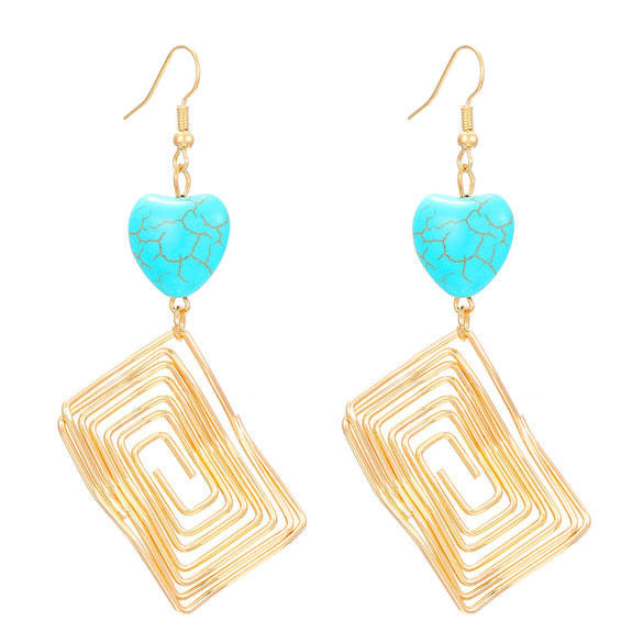 Alloy Geometric Style Pine Stone Turquoise Tassel Women's Earrings