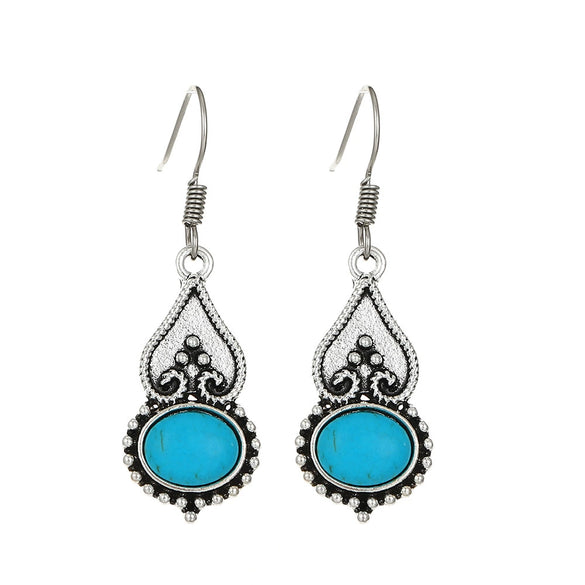 Alloy Geometric Style Pine Stone Turquoise Tassel Women's Earrings