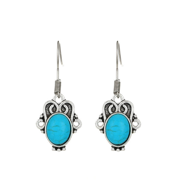Alloy Geometric Style Pine Stone Turquoise Tassel Women's Earrings