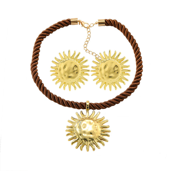 Alloy Geometric Style Sun Pendant Necklace And Earrings Set For Women