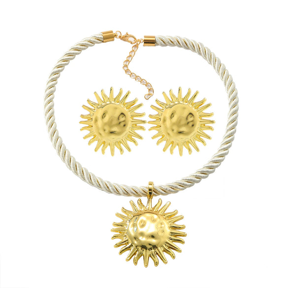 Alloy Geometric Style Sun Pendant Necklace And Earrings Set For Women