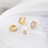 Alloy Geometric Style Zircon Earrings And Ear Bone Clip Set For Women With Diamond Design And Light Luxury Style