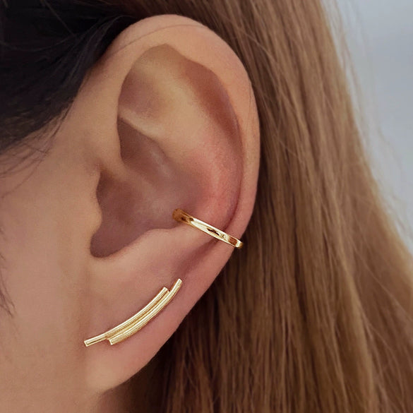 Alloy Geometric Style Zircon Earrings And Ear Bone Clip Set For Women With Diamond Design And Light Luxury Style