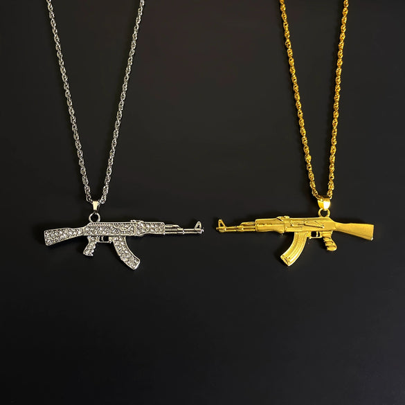 Alloy Geometric Submachine Gun Pendant Jewelry With Electroplating For Men And Women