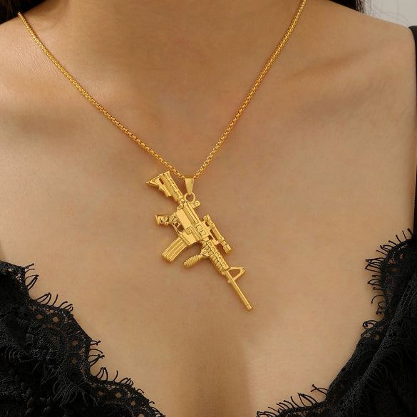 Alloy Geometric Submachine Gun Pendant Jewelry With Electroplating For Men And Women