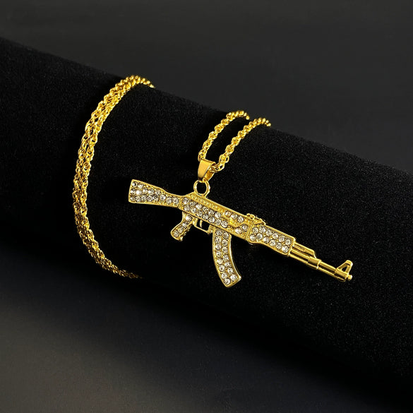 Alloy Geometric Submachine Gun Pendant Jewelry With Electroplating For Men And Women