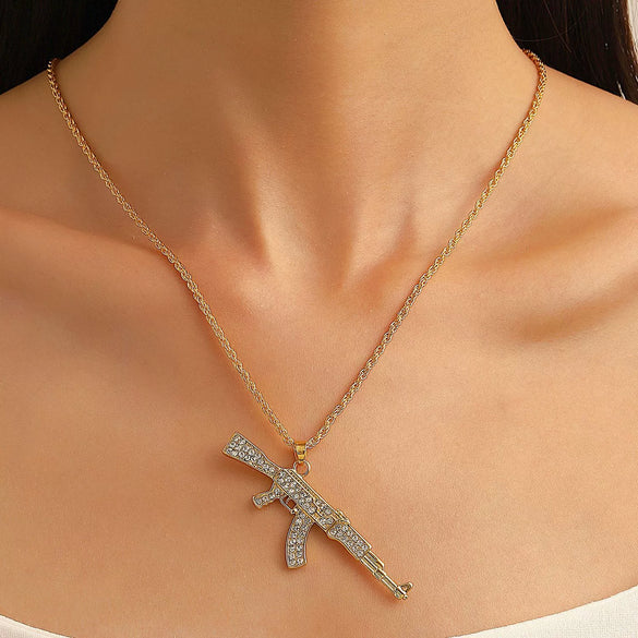 Alloy Geometric Submachine Gun Pendant Jewelry With Electroplating For Men And Women