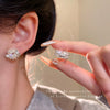 Alloy Geometric Sunflower Pearl Women's Light Luxury Minimalist Electroplating Ear Clip Earrings