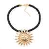 Alloy Geometric Sunflower Pendant Necklace With Snake Bone Chain