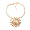 Alloy Geometric Sunflower Pendant Necklace With Snake Bone Chain