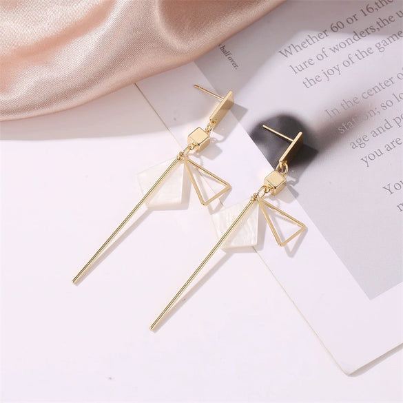 Alloy Geometric Tassel Earrings For Women With Electroplating Treatment Ins Style