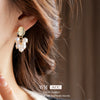 Alloy Geometric Tassel Pearl Earrings Set With Diamonds For Women Real Gold Electroplated Highend