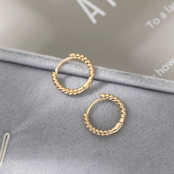 Alloy Geometric Twist Hoop Earrings For Women Minimalist Style Electroplated