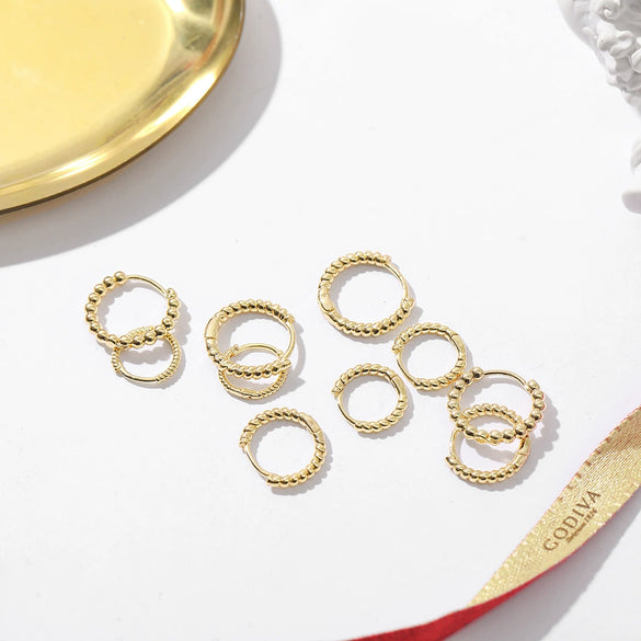Alloy Geometric Twist Hoop Earrings For Women Minimalist Style Electroplated