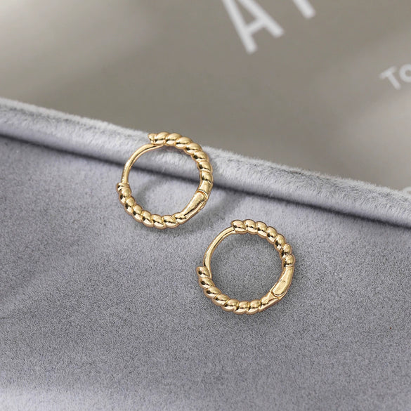 Alloy Geometric Twist Hoop Earrings For Women Minimalist Style Electroplated