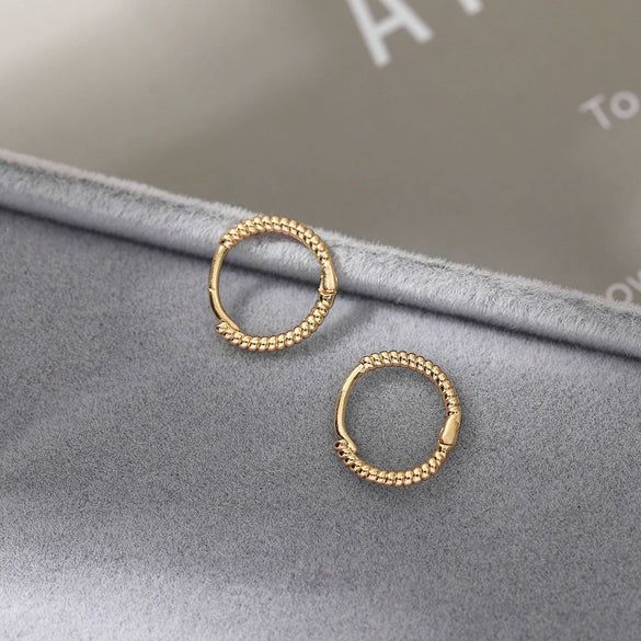 Alloy Geometric Twist Hoop Earrings For Women Minimalist Style Electroplated