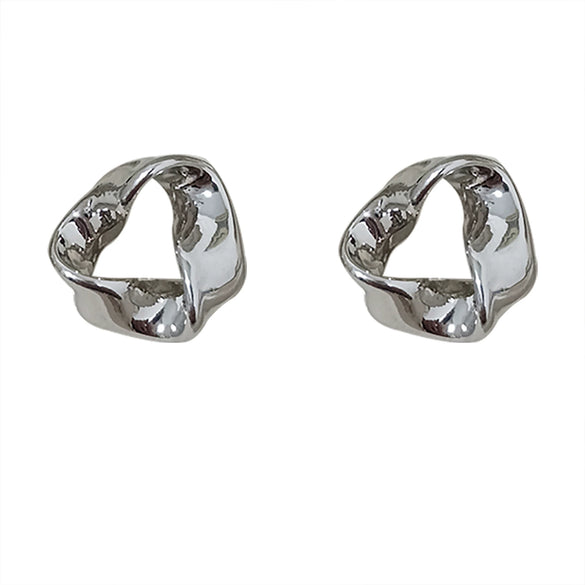 Alloy Geometric Twisted Triangle Ear Studs With Electroplating For Women