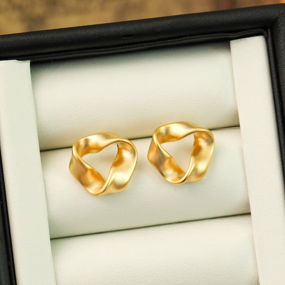 Alloy Geometric Twisted Triangle Ear Studs With Electroplating For Women