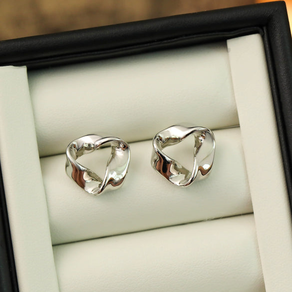 Alloy Geometric Twisted Triangle Ear Studs With Electroplating For Women