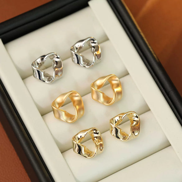 Alloy Geometric Twisted Triangle Ear Studs With Electroplating For Women