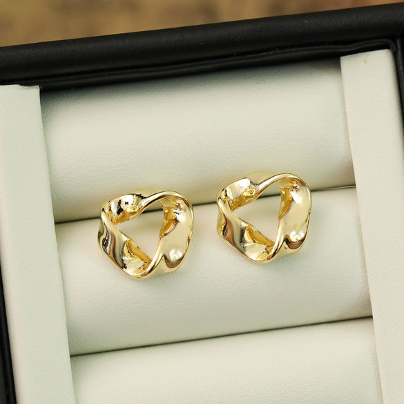 Alloy Geometric Twisted Triangle Ear Studs With Electroplating For Women
