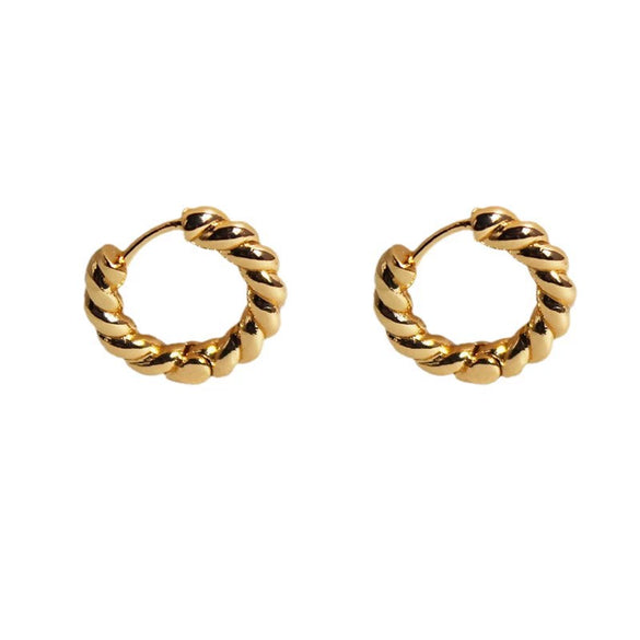 Alloy Geometric Twisted Twist Stud Earrings For Women With Real Gold Electroplating