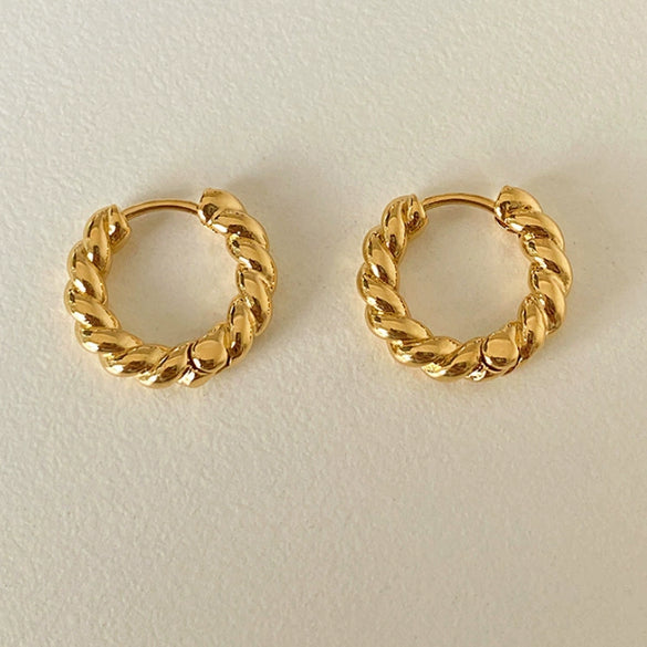 Alloy Geometric Twisted Twist Stud Earrings For Women With Real Gold Electroplating