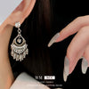 Alloy Geometric Water Drop Hollow Tassel Earrings Retro Style Electroplating For Women