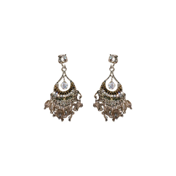 Alloy Geometric Water Drop Hollow Tassel Earrings Retro Style Electroplating For Women