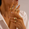 Alloy Geometric Water Drop Pleated Opening Ring Bracelet For Women With Glaze Surface And Electroplating