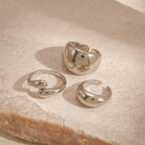 Alloy Geometric Water Drop Pleated Opening Ring Bracelet For Women With Glaze Surface And Electroplating