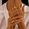 Alloy Geometric Water Drop Pleated Opening Ring Bracelet For Women With Glaze Surface And Electroplating