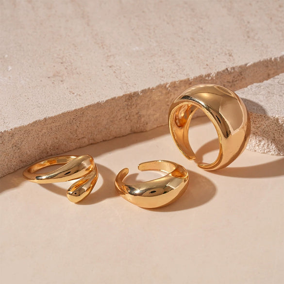 Alloy Geometric Water Drop Pleated Opening Ring Bracelet For Women With Glaze Surface And Electroplating