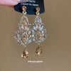 Alloy Geometric Water Drop Tassel Earrings Set With Diamonds For Women
