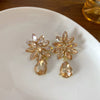 Alloy Geometric Water Drop Tassel Earrings Set With Diamonds For Women