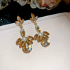Alloy Geometric Water Drop Tassel Earrings Set With Diamonds For Women