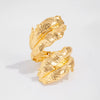 Alloy Geometric Winding Leaf Open Spring Bracelet Electroplated