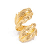 Alloy Geometric Winding Leaf Open Spring Bracelet Electroplated