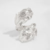 Alloy Geometric Winding Leaf Open Spring Bracelet Electroplated