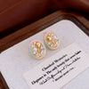 Alloy Geometric Women's Earrings With Oil Drop And Flower Design Light Luxury Style