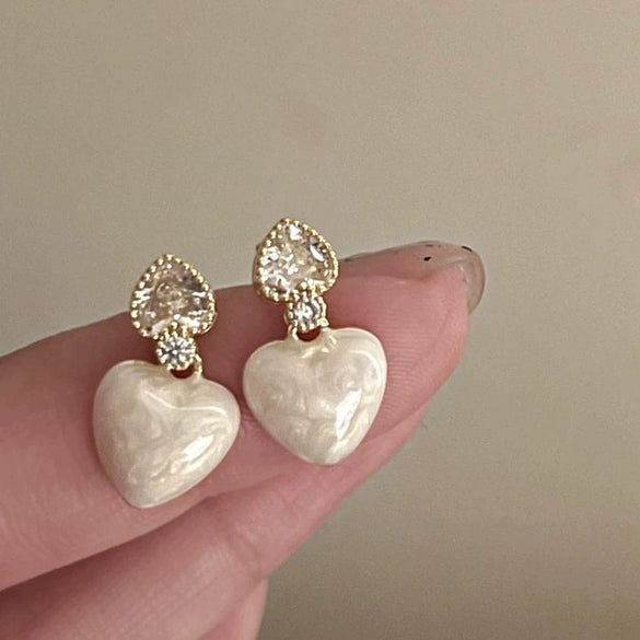 Alloy Geometric Women's Earrings With Oil Drop And Flower Design Light Luxury Style