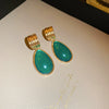 Alloy Geometric Women's Earrings With Oil Drop And Flower Design Light Luxury Style