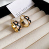 Alloy Geometric Women's Earrings With Oil Drop And Flower Design Light Luxury Style