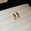 Alloy Geometric Women's Earrings With Oil Drop And Flower Design Light Luxury Style