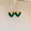 Alloy Geometric Women's Earrings With Oil Drop And Flower Design Light Luxury Style