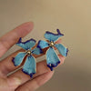 Alloy Geometric Women's Earrings With Oil Drop And Flower Design Light Luxury Style