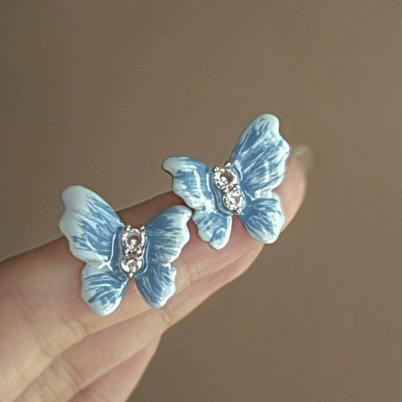 Alloy Geometric Women's Earrings With Oil Drop And Flower Design Light Luxury Style