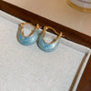Alloy Geometric Women's Earrings With Oil Drop And Flower Design Light Luxury Style