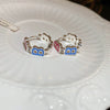 Alloy Geometric Women's Earrings With Oil Drop And Flower Design Light Luxury Style
