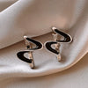 Alloy Geometric Women's Earrings With Oil Drop And Flower Design Light Luxury Style